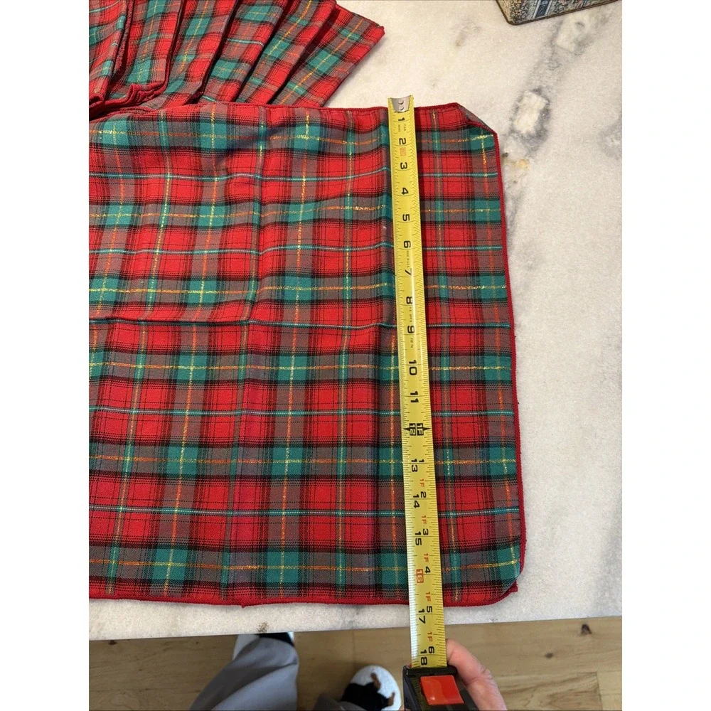 Set of 12 Vintage Classic Red Tartan Plaid Christmas Napkins GWB001